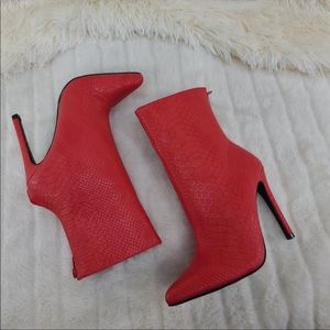 Red croc booties